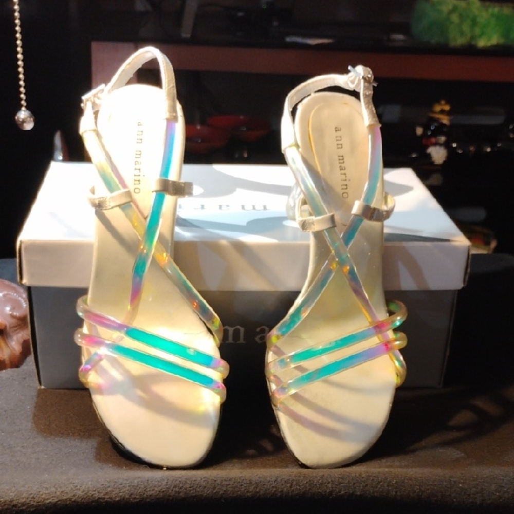 Ann Marino Iridescent Strappy Sandals